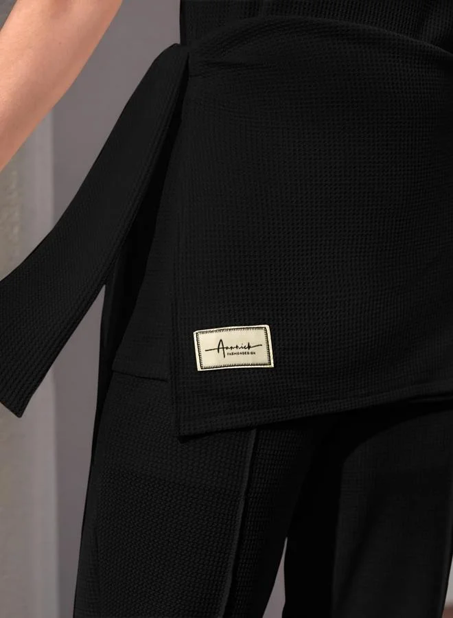 Take Two Women Black Tie-Waist Top and Trousers Co-Ords